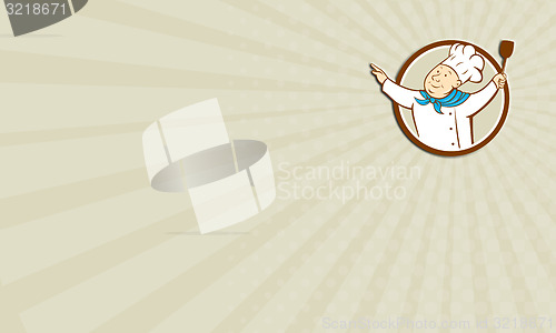 Image of Business card Chef Cook Arms Out Spatula Circle Cartoon