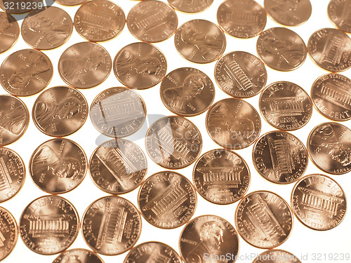 Image of Dollar coins 1 cent wheat penny cent