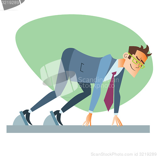 Image of Businessman start treadmill business sports competition