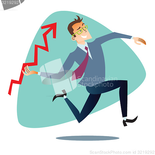 Image of Businessman throws up a schedule of sales like spear business sp