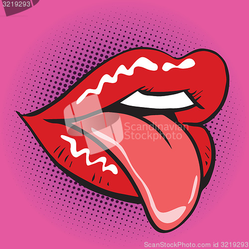 Image of  lips tongue pop art retro