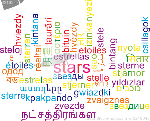 Image of Stars multilanguage wordcloud background concept