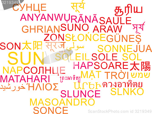 Image of Sun multilanguage wordcloud background concept