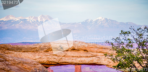 Image of famous Mesa Arch in Canyonlands National Park Utah  USA