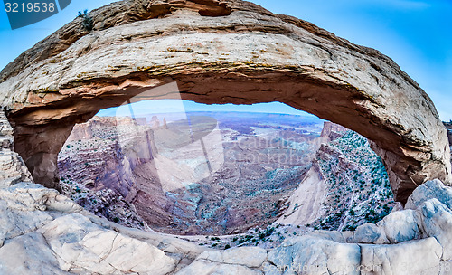 Image of famous Mesa Arch in Canyonlands National Park Utah  USA