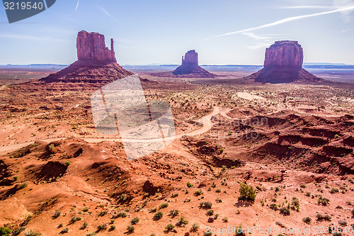 Image of Monument valley under the blue sky