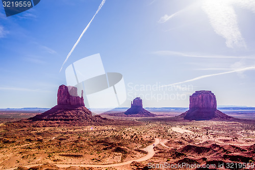 Image of Monument valley under the blue sky