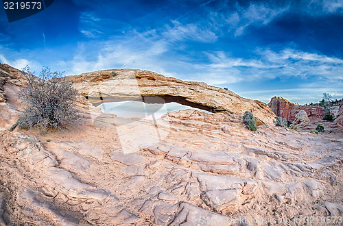 Image of famous Mesa Arch in Canyonlands National Park Utah  USA