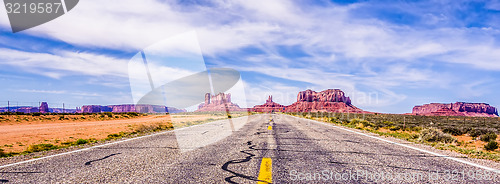 Image of descending into Monument Valley at Utah  Arizona border 