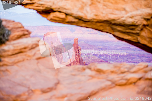 Image of famous Mesa Arch in Canyonlands National Park Utah  USA