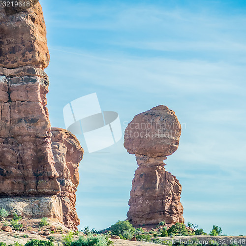 Image of Balanced Rock in Arches National Park near Moab  Utah at sunset