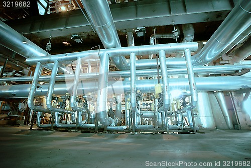 Image of Industrial zone, Steel pipelines, valves and cables