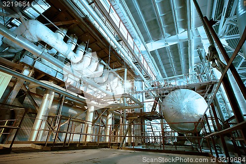 Image of Industrial zone, Steel pipelines, valves and cables