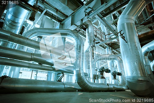 Image of Industrial zone, Steel pipelines, valves and cables