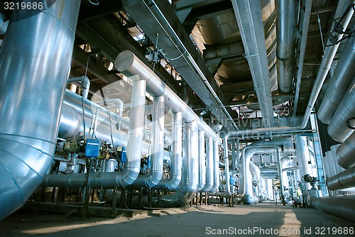 Image of Industrial zone, Steel pipelines, valves and cables