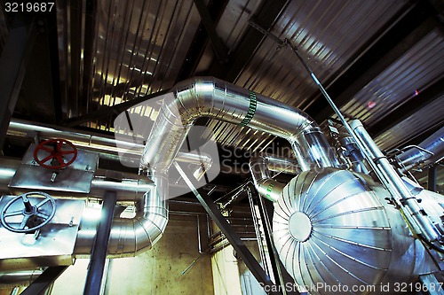 Image of Industrial zone, Steel pipelines, valves and cables