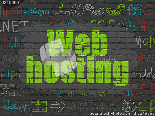 Image of Web development concept: Web Hosting on wall background