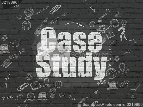 Image of Education concept: Case Study on wall background
