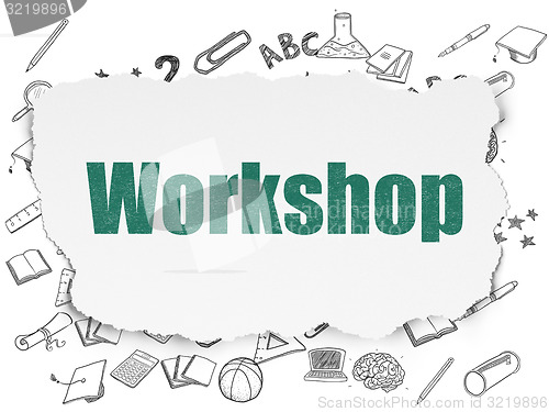 Image of Education concept: Workshop on Torn Paper background