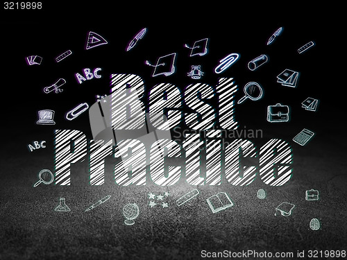 Image of Education concept: Best Practice in grunge dark room