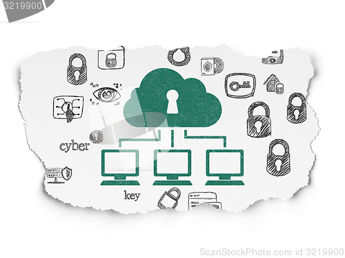 Image of Protection concept: Cloud Network on Torn Paper background