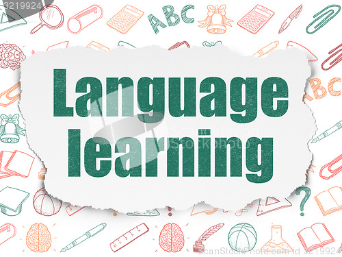 Image of Education concept: Language Learning on Torn Paper background