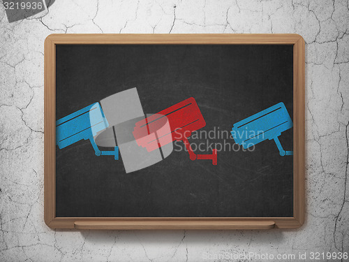 Image of Privacy concept: cctv camera icon on School Board background