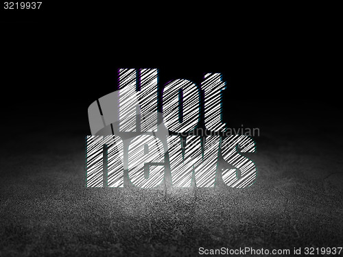 Image of News concept: Hot News in grunge dark room