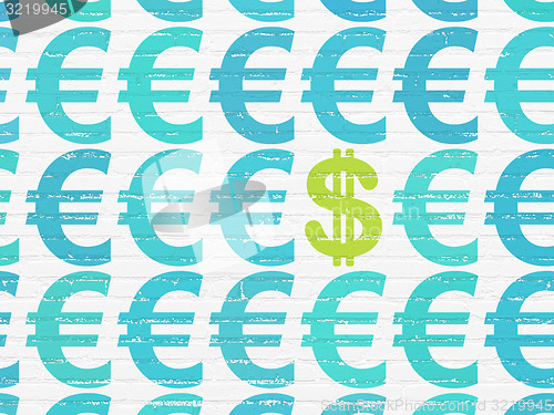 Image of Currency concept: dollar icon on wall background