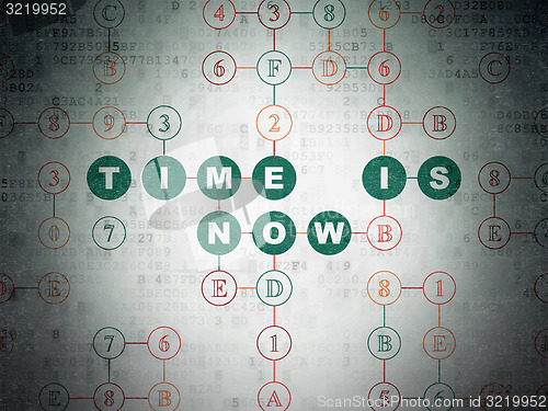 Image of Time concept: Time is Now on Digital Paper background