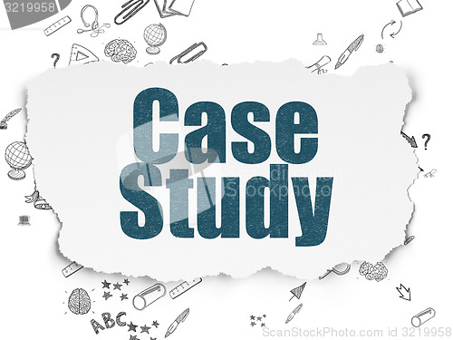 Image of Education concept: Case Study on Torn Paper background