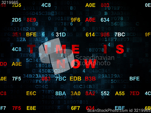 Image of Timeline concept: Time is Now on Digital background