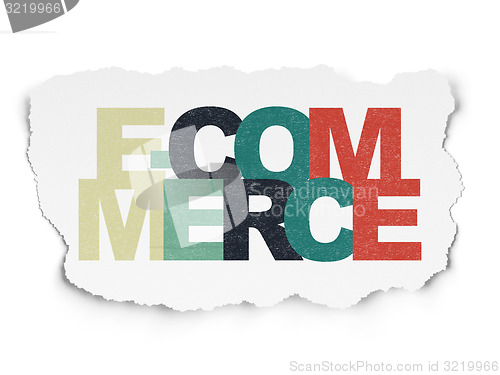 Image of Business concept: E-commerce on Torn Paper background