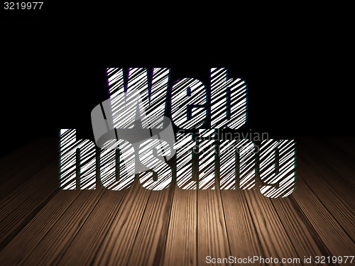 Image of Web development concept: Web Hosting in grunge dark room