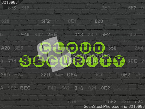 Image of Cloud networking concept: Cloud Security on wall background