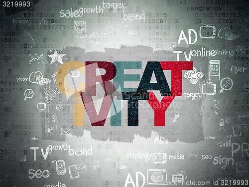 Image of Advertising concept: Creativity on Digital Paper background