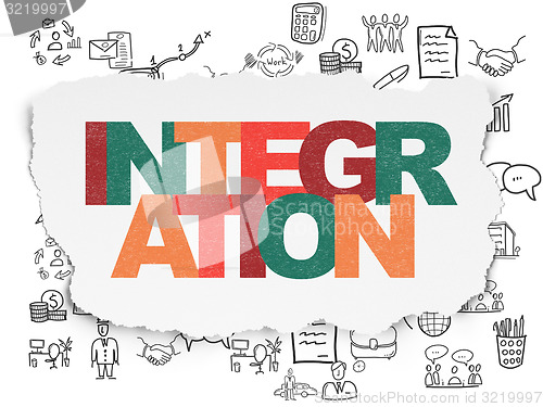 Image of Business concept: Integration on Torn Paper background