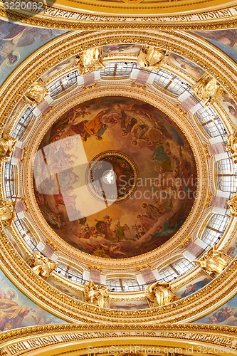 Image of Fantastic painting of plafond Dome St. Isaacs cathedral. largest orthodox basilica 