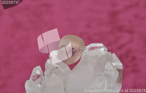 Image of Fluorite on rock crystal