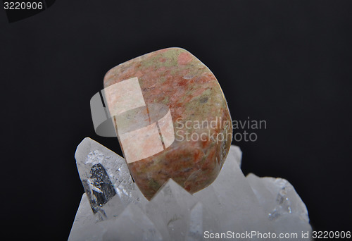 Image of Unakite on rock crystal