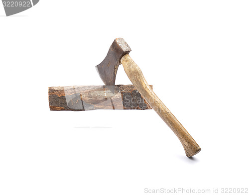 Image of Axe on wood