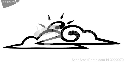 Image of Vector. Sketch. sun and clouds on a white background. icon