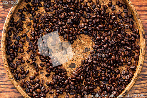 Image of Heart shape made from coffee beans 