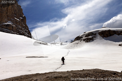 Image of Hiker on snow plateau