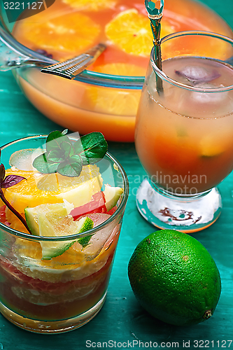 Image of freshly squeezed juice from tropical fruits