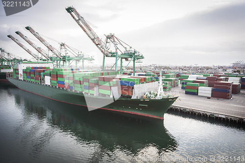 Image of Ship Harbored at Port of San Pedro, California, U.S.A.