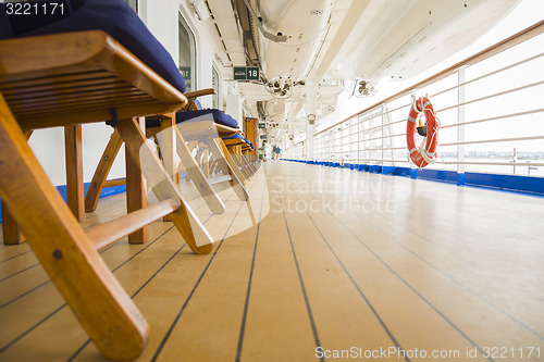 Image of Abstract Deck View of Luxury Passenger Cruise Ship