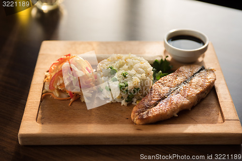 Image of Grilled salmon with rice