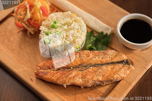 Image of Grilled salmon with rice