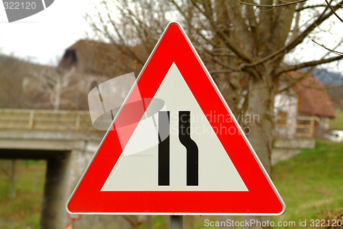 Image of traffic sign road constrictio